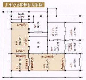 大乗寺客殿襖絵見取図