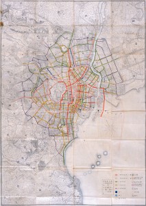 修正市区改正及品海築港略図